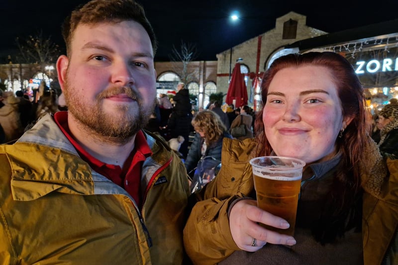 Mitch and Shannon Hart, from Stocksbridge,  enjoy their first trip to the switch-on