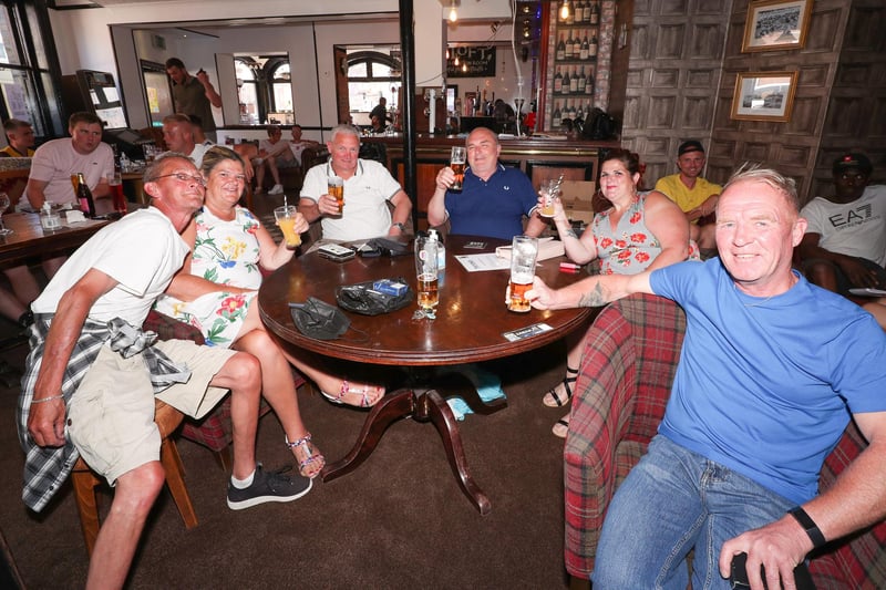 England Fans watching England V Croatia The Jolly Sailor pub in Southsea. Picture: Stuart Martin (220421-7042)