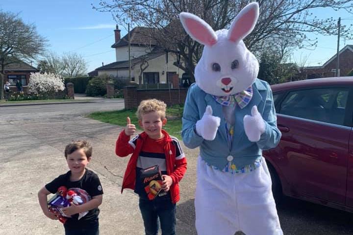 Stanley, 7, and Ronnie, 4, Wigham were delighted to receive a visit from the Easter bunny