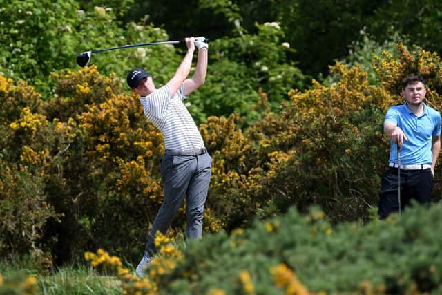 Matt Fitzpatrick of England and his brother Alex Fitzpatrick during a practice round at Hallamshire Golf Club.