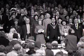 Her Majesty the Queen pictured on a visit to Hillsborough in 1986