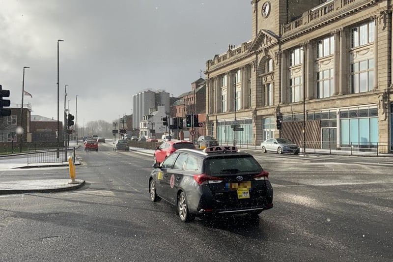 Stockton Street in Hartlepool received a light sprinkling of snow.