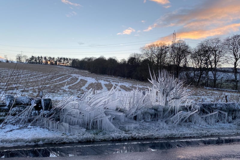 An icy scene on the road to Falkland (Pic: Margaret Bernard)