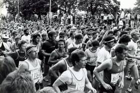 Runners ready for the start of the 1985 Sheffield Marathon