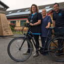 Birley Health Centre employees Emma Fields, Dawn Varney and Sam Fellowes with their ebike