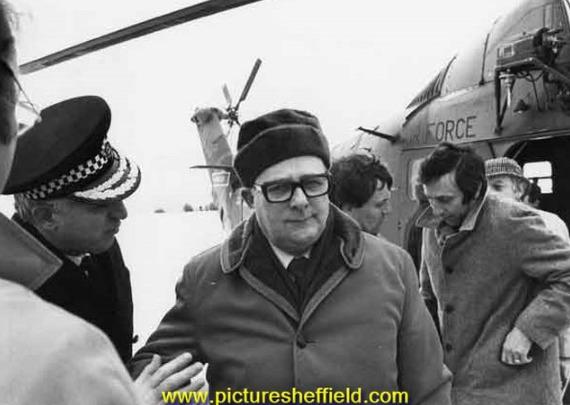 Minister for the environment, then known as  minister for snow, Dennis Howell, arrives in Sheffield in the snow of early 1979. Picture: Sheffield Newspapers / Picture Sheffield