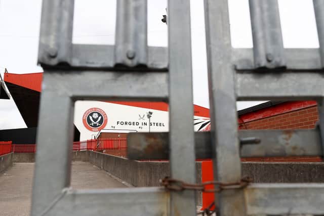 Llocked gates at Bramall Lane, the home of Sheffield United, which has been shut down during the coronavirus pandemic: Tim Goode/PA Wire.