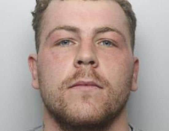 Pictured is Jordan Davies, aged 26, of no fixed abode, who has been found guilty at Sheffield Crown Court of murdering stabbing victim Joevester Takyi-Sarpong near Doncaster city centre.