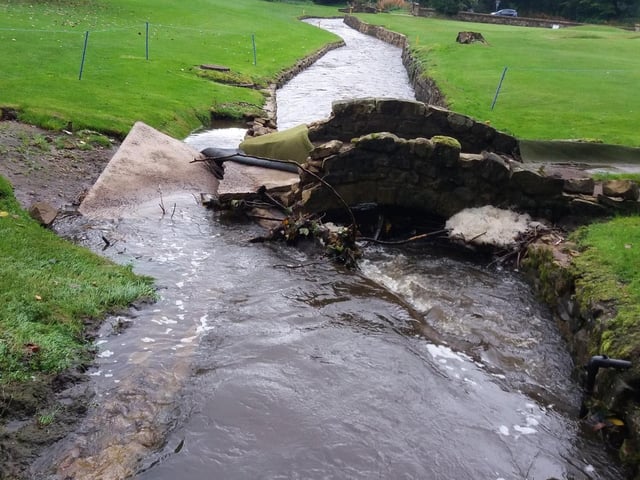 Extreme weather brought in by Storm Alex has caused severe damage to a bridge in Balbirnie Park in Markinch, Fife. The picture was taken by passerby Jordan Dick who said the area has been hit hard by flooding.