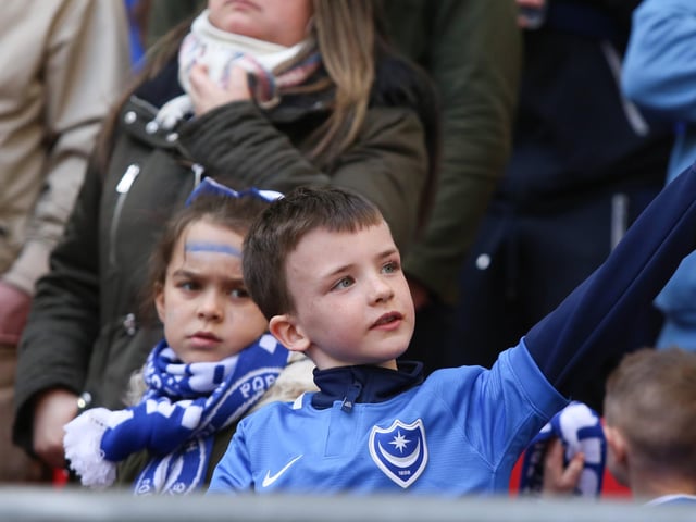 Pompey fans at Wembley during EFL Trophy final in 2019.