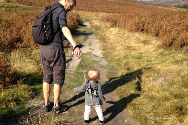 Foster child experiencing the wide open spaces of Burbage Moor for the first time