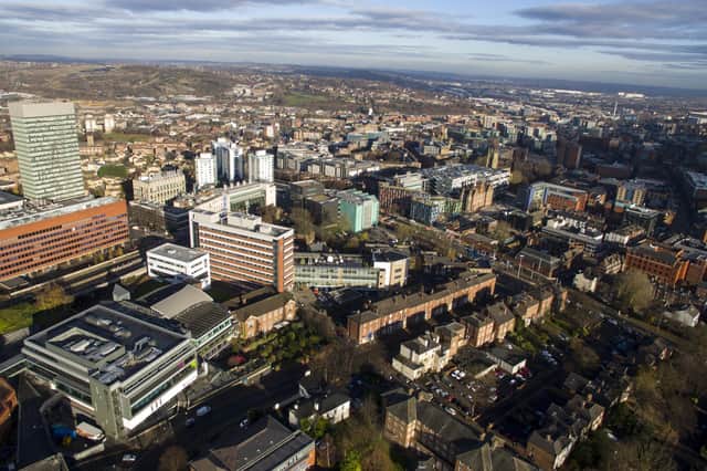 An aerial view of the city centre