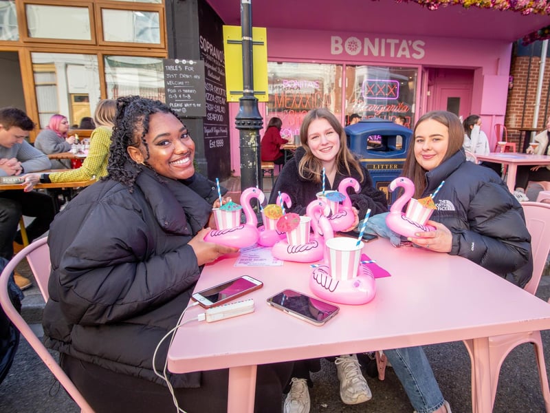 Bonita's, on Palmerston Road, closed its doors at the end of last year and has now been replaced with an Irish bar, Durty Nelly's.
Pictured: Ryly Mason, Annalise parker and Hayley Purrington at Bonita's, Southsea
Picture: Habibur Rahman