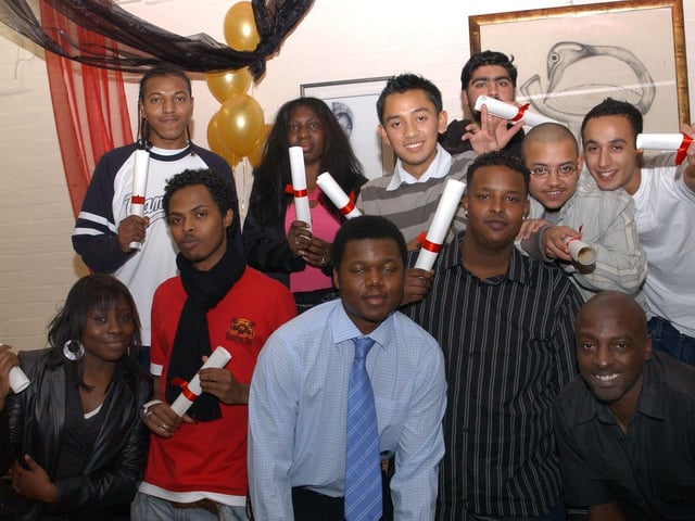 Young people are pictured with awards, presented at an event organised by Sheffield Futures to mark Black History Month in 2004