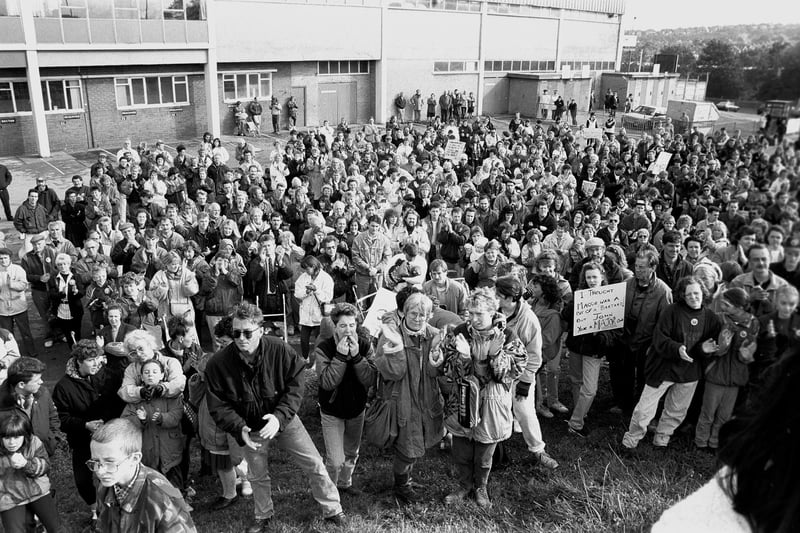 A march against the pit closure programme at Mansfield Town's Field Mill ground in 1992.