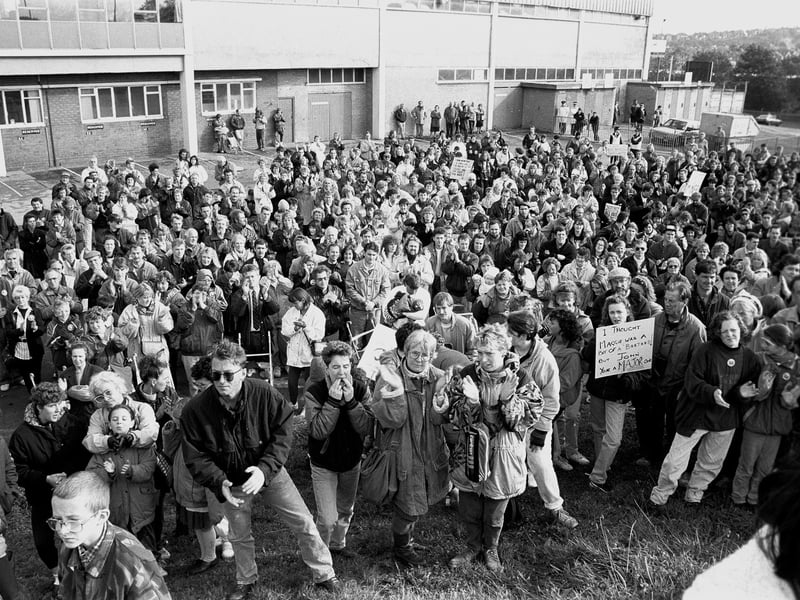 A march against the pit closure programme at Mansfield Town's Field Mill ground in 1992.