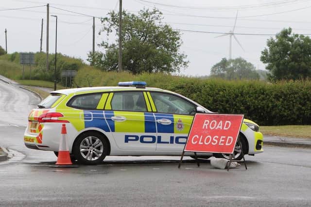 Police closed roads at the scene near to Chesterfield.