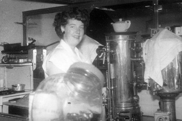 Ann Morton sent in this picture of her mother Marie Pitts (nee Wright) working in Laura's snack bar on Chesterfield Road, Woodseats, around 1959