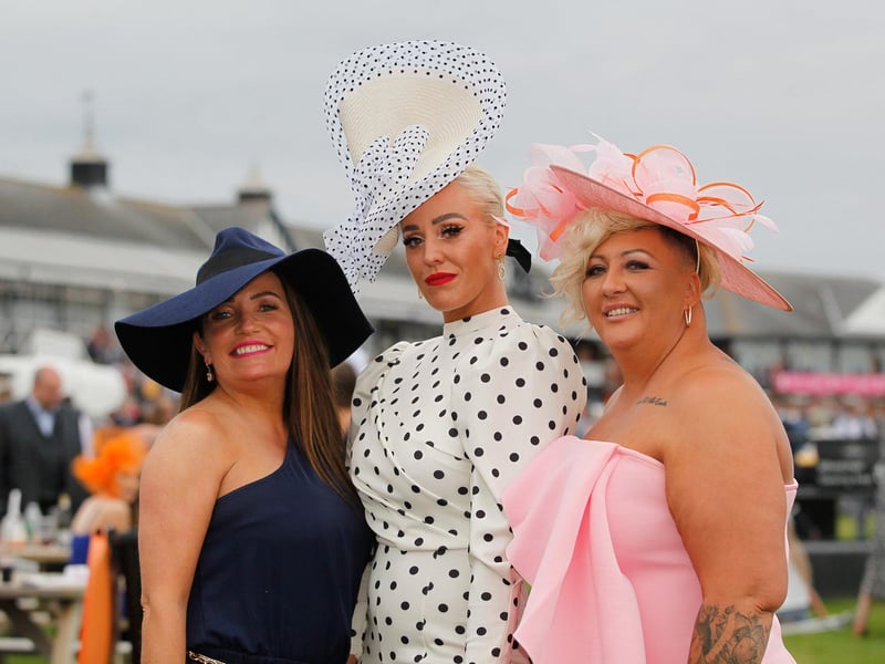 Debbie, Laura and Lynnette showing their h'amazing headgear