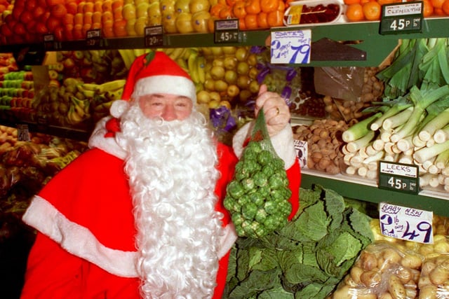 Santa with fresh produce at the Castle Market in 1997
