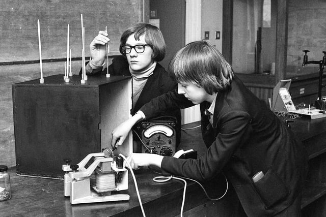 Testing the efficiency of underfloor heating are Thomas Terret, 15, left and Keith Gill, 14 at Pennywell School in 1978.