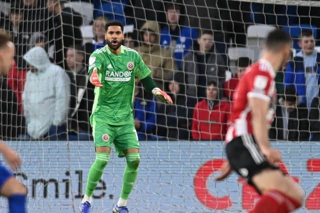 Cardiff, Wales, 4th December 2021. Wes Foderingham of Sheffield Utd  during the Sky Bet Championship match at the Cardiff City Stadium, Cardiff. Picture credit should read: Ashley Crowden / Sportimage
