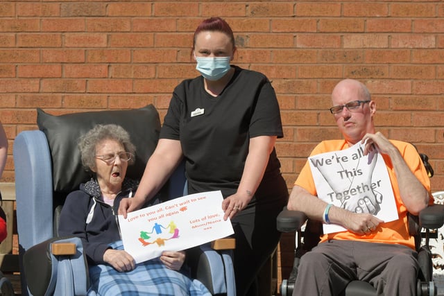 Staff and residents at Carrondale Nursing Home made messages to send to relatives.
