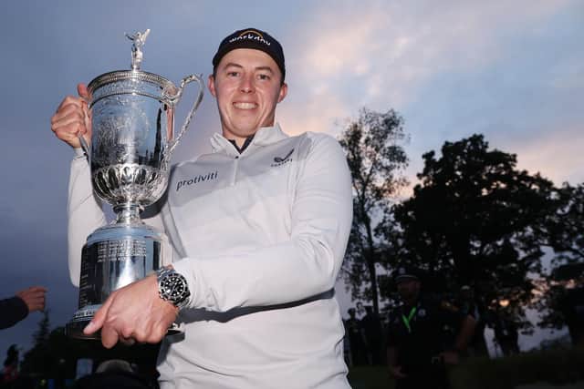 Matt Fitzpatrick poses with the U.S. Open Championship trophy after winning during the final round of the 122nd U.S. Open Championship at The Country Club on June 19, 2022 in Brookline, Massachusetts. (Photo by Warren Little/Getty Images)