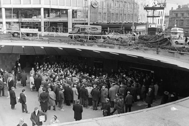 The crowds flocked to the opening day of the Hole in the Road, Castle Square subway, November 27, 1967