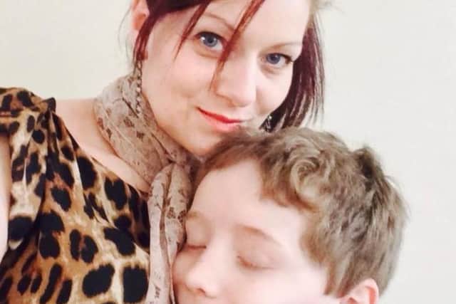 Claire McGettigan with her son Noah Lomax, who tragically took his own life