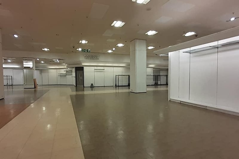 Not a soul in sight after the shelves were stripped bare on the last day of trading at Debenhams on The Moor in Sheffield