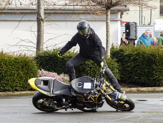 Mark Van Driel from the Two Brothers Racing stunt team. Picture; Lisa Ferguson