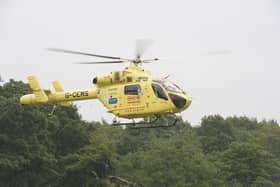 The Yorkshire Air Ambulance had to be called to a Sheffield beauty spot after a walker was injured and left lying in water. File picture shows the air ambulance.