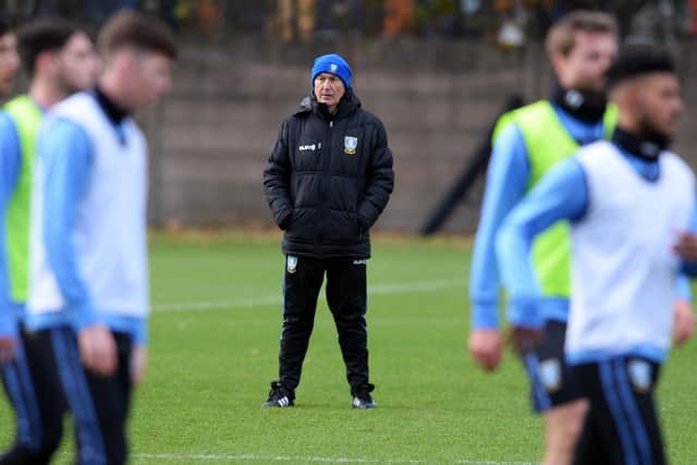 Tony Pulis watches on during his first day at Sheffield Wednesday. Pic: @swfc | Steve Ellis