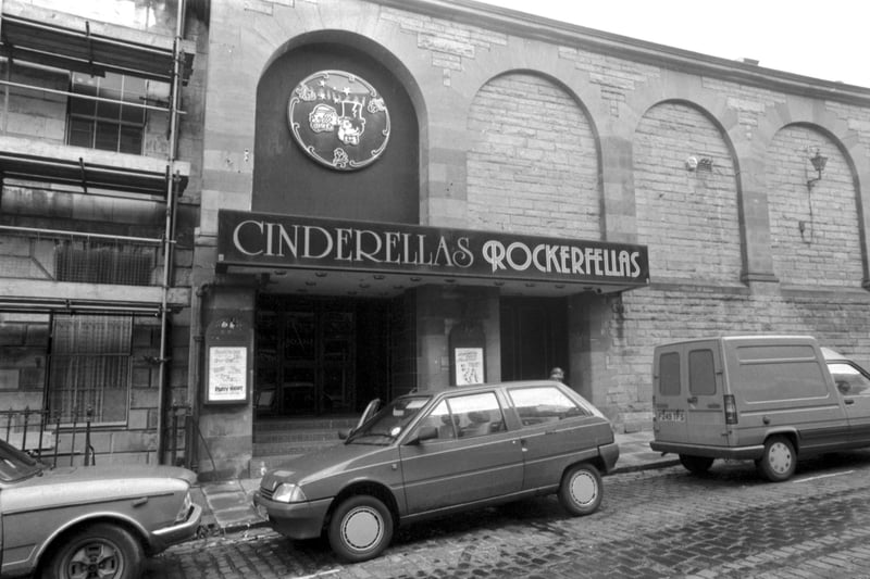 Exterior of Cinderellas Rockerfellas disco/dance hall in St Stephen Street, in the Stockbridge area of Edinburgh. Picture taken in October 1989, when local residents were asking for it to be closed down.