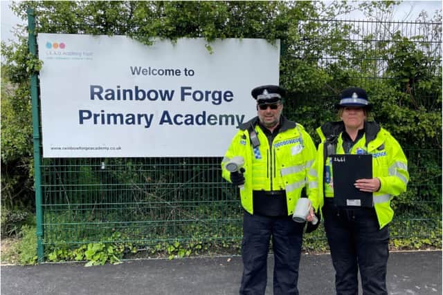 Speed checks have been carried out near a Rainbow Forge Primary School in Sheffield