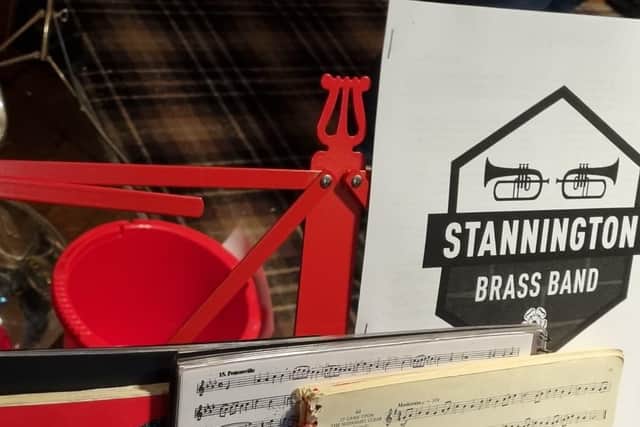 Music on the stand for Stannington Brass Band
