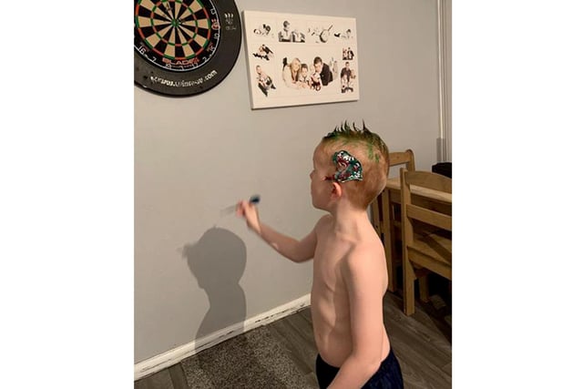 Ann-Marie Large sent in this picture of her son Alfie, from Portsmouth, who wanted a style like reigning PDC world darts champion, Peter Wright.