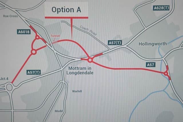The proposed new route round Mottram.