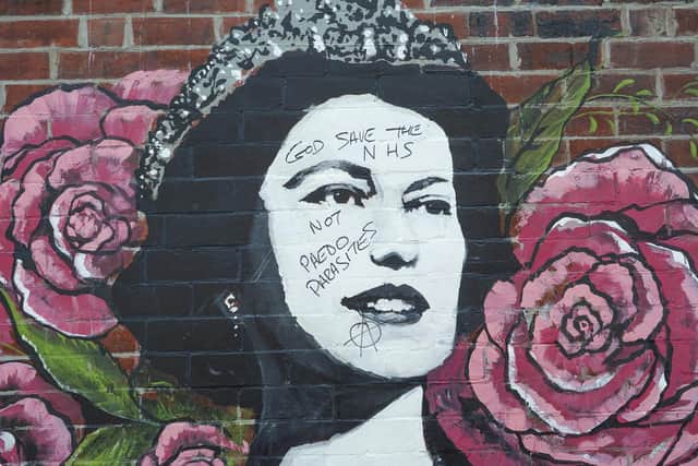 The mural of Queen Elizabeth II on the wall next to Blynk salon on Chesterfield Road, Sheffield, which has been vandalised. Picture Scott Merrylees
