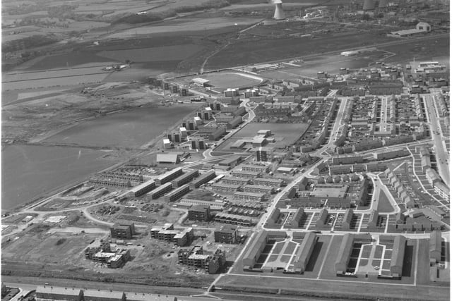 Aerial shot of new housing developments in Grangemouth, Stirlingshire in June 1966.