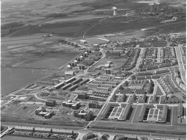 Aerial shot of new housing developments in Grangemouth, Stirlingshire in June 1966.