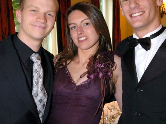 TAPTON SCHOOL PROM   l/r:  Peter Ellis, Laura Perry and Peter Gill at the Tapton School 6th Form Prom at Baldwins Omega.     24 May 2006