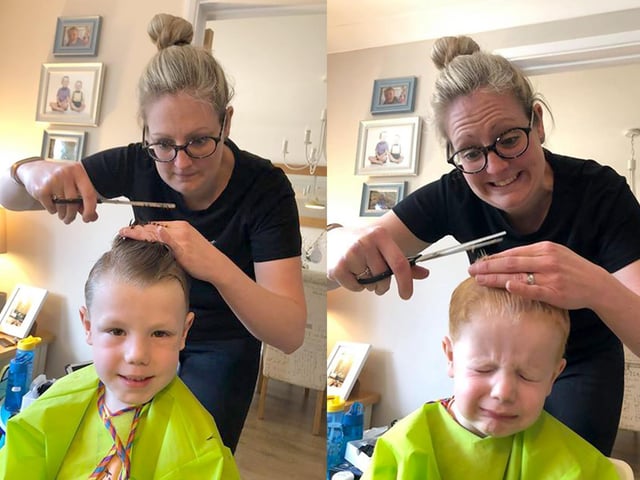 It was a tale of two haircuts for five-year-old Dexter, left, and Bobby, three, from Whiteley, as they got a lockdown trim.