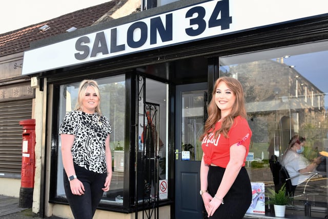 Salon 34 opened its doors in Cow Wynd, Falkirk in September. New manager Kim Boath and apprentice Shannyn Pepper. Picture: Michael Gillen.