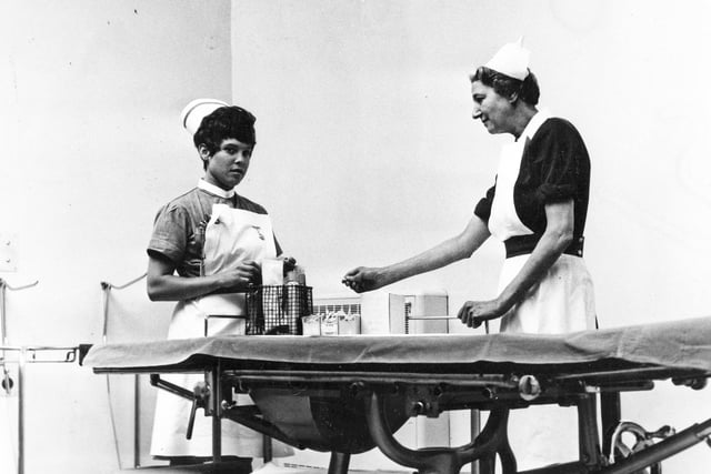 Sister Sarah Cain and Nurse Margaret Maughan keeping equipment in the theatre in order. Does this bring back memories?