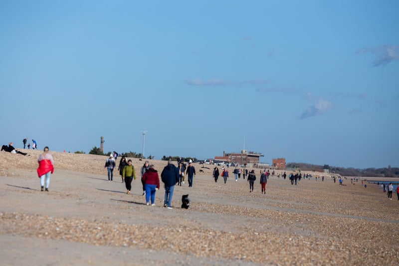 People enjoying the sunny weather in Southsea on 26 February 2021. Picture: Habibur Rahman