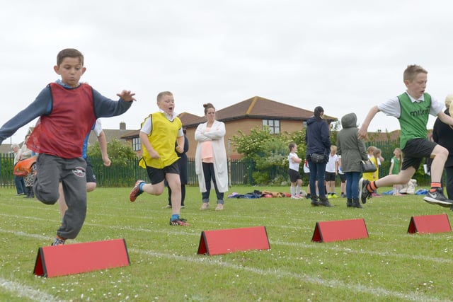 Corrie Baker, Ewan Jones and Sonny Jones are pictured in action at the sports day five years ago.