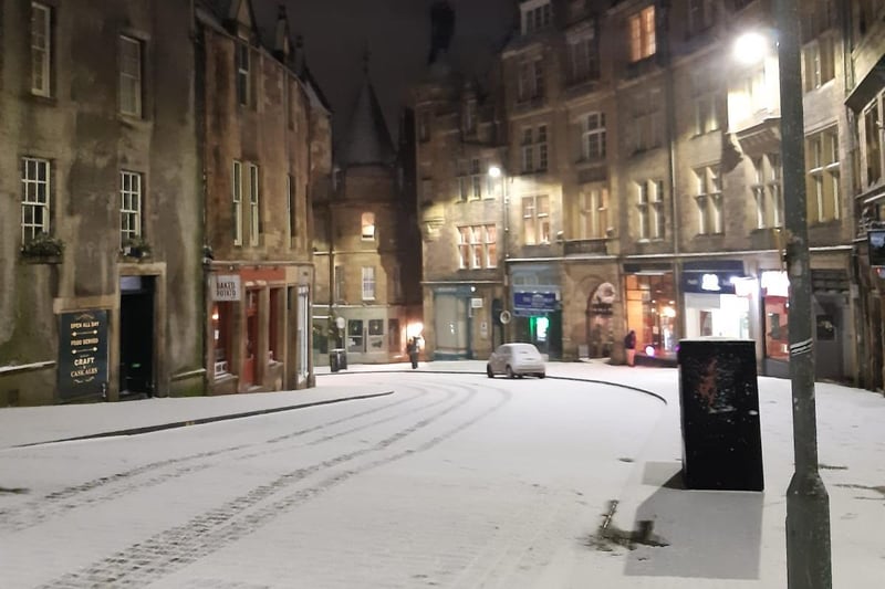 The famous Cockburn Street in Edinburgh looking even more magical in the snowy weather last night.
