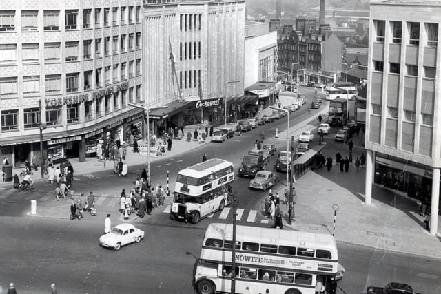 A view looking down Angel Street, Sheffield in 1962